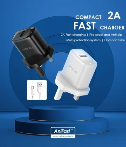 oraimo FireFly 3 Anifast™ 10W 2A Chargeur Indicateur LED compact ignifuge avec câble micro-USB