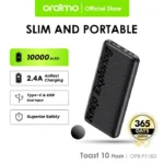 Oraimo Powerbank Toast 10 Real Capacity 10000 mAH Slim Dual Output USB Fast Charging OPB-P118D