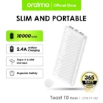 Oraimo Powerbank Toast 10 Real Capacity 10000 mAH Slim Dual Output USB Fast Charging OPB-P118D