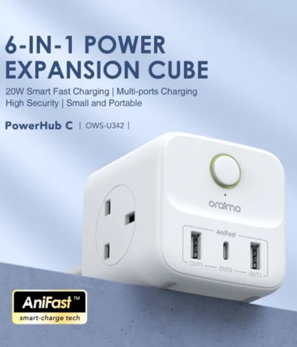 Oraimo PowerHub C Cube d'extension de puissance à charge rapide intelligente 6 en 1