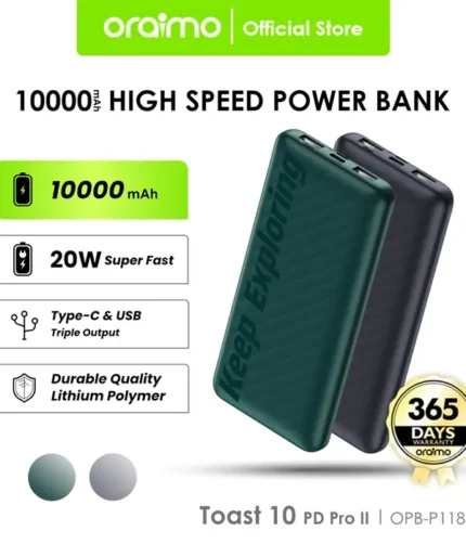 oraimo Toast 10 PD Pro II 10000mAh 20W Power Bank