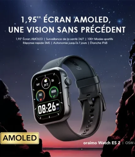 oraimo Watch ES 2 Montre intelligente AMOLED IP68 1,95″